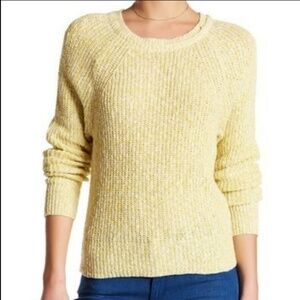 Free People Sweater Cotton Linen Knit Crew Neck Dolman Sleeve Chartreuse L NWT